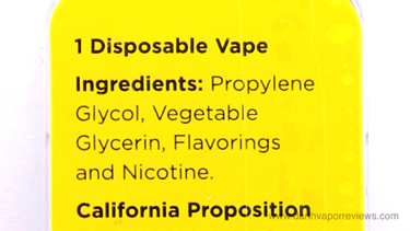 Zaeros Disposable Vape Sampler Pack Ingredients